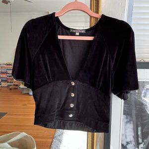 ALEXACHUNG Velvet Cropped Top sz UK 12/ US 8